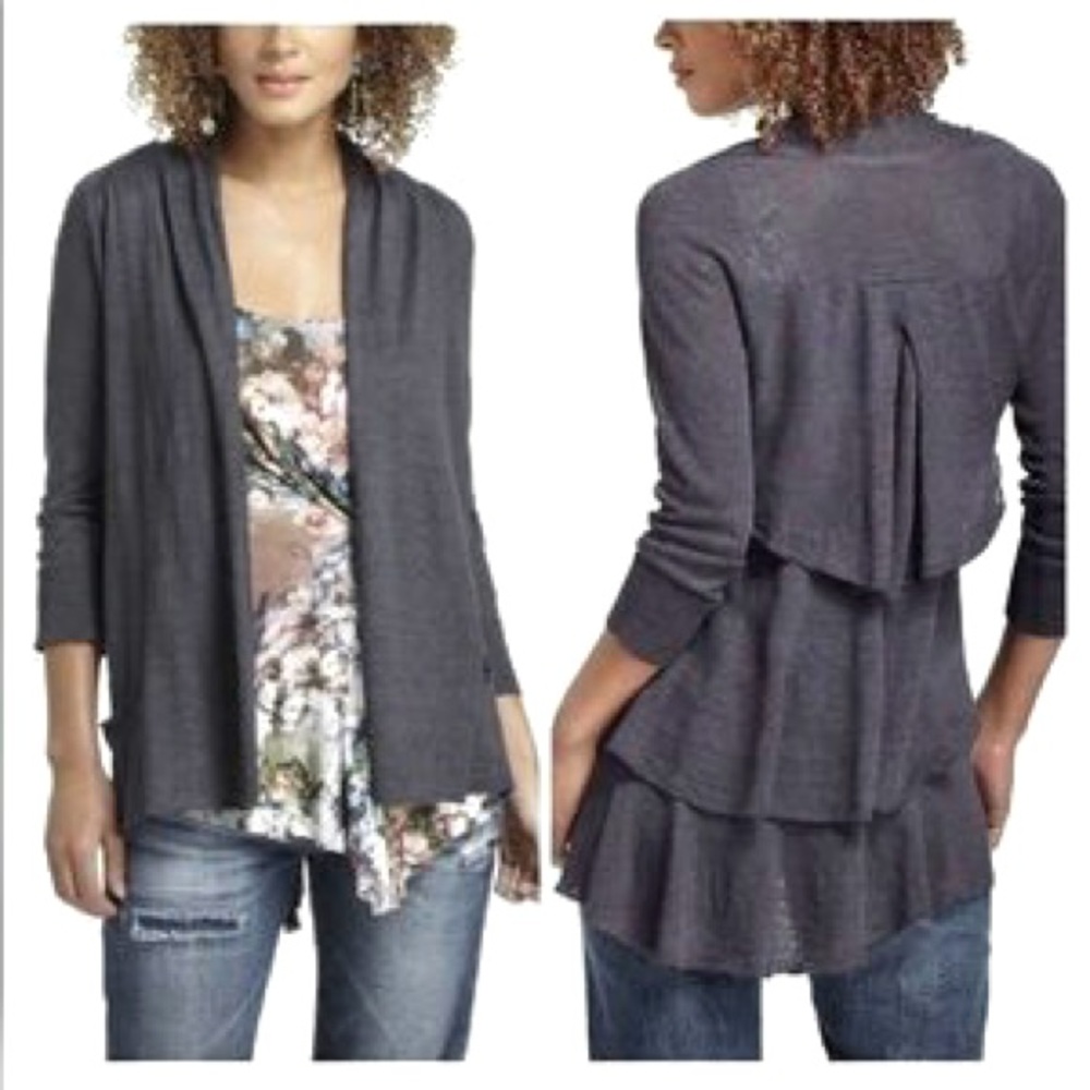 Anthro Angel of the North Tiered Ruffle Cardigan M